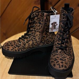 Sincerely Jules Leopard Combat Boots